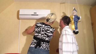 Mature blonde tricks her husband for a night of pleasure