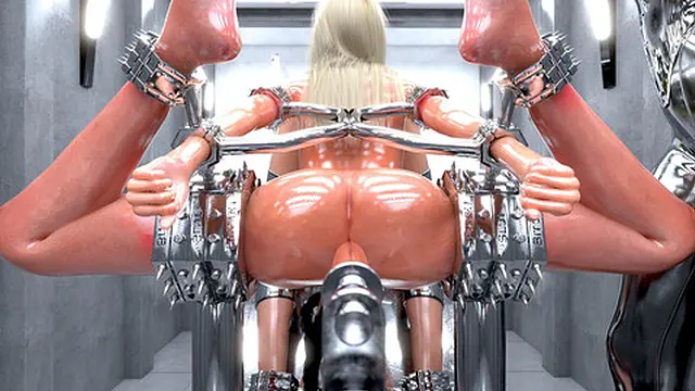 Blonde Girl in Metal Bonds - 3D BDSM Fantasy