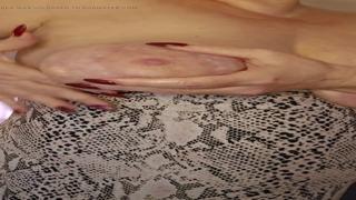 Mature cougar's supple breast milk rubbed & pinched