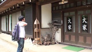 Double creampie, sloppy blows, and messy cumshots on this rural Japanese MILF's tits
