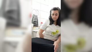 Mom's Tight Pink Pussy🌮️ Getting Wider on Toilet Seat, What a Cum-Shot!