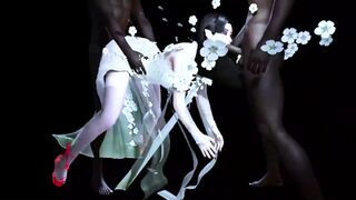 'Double-Dicked Asian Blonde Seduces Huge Breasted Chick in Three-Dimensional Virtual Reality Orgy'