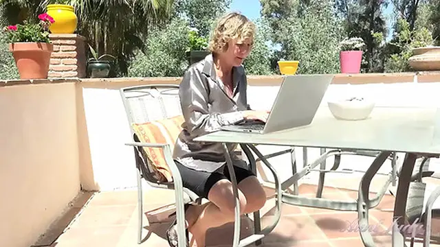 Auntjudys - Busty Mature MILF Mrs  M - Outdoor Office Solo