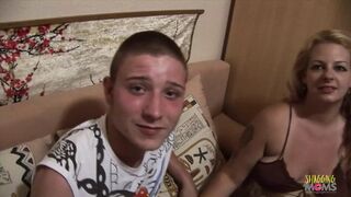 Big-titted blonde gets pounded by a hunk