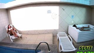 Poolside MILF Receives Rough Massage then Sucked & Pounded