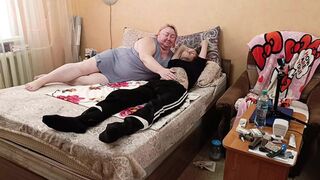 Neighbor gives deep throat and swallows come