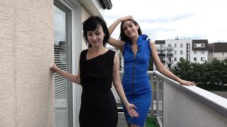 Pantyhosed Lesbians Engaging In Explicit Pleasure