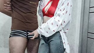 sexy stepmom jerks off stepson's cock