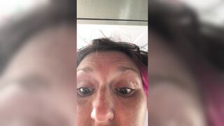 Weird n wonderful Rachel Wriggler plays with her hair and tits whilst having a funny five minutes