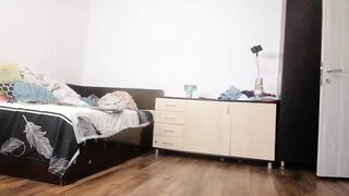Sexy Wife Workout at Home Naked. Amateur Wife Masturbates with Her Fingers in Her Pussy