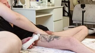Stepmom hands off my hard cock before cumshot