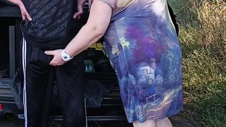 In a Park —  I Fuck My Neighbor in Her Pussy Doggy Style —  Then in Her Mouth and Cum Twice in a Minute