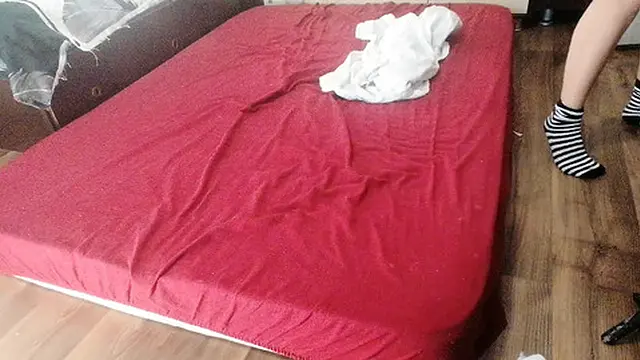 Hot brunette enjoys intimate moments while cleaning her home