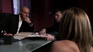 Glorious milf fucks two studs