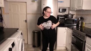 Sexy Stripping Leggings Top Bra and Knickers in the Kitchen