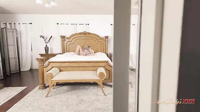 AuntJudysXXX - Your Catch Your Busty Mature Stepmom Maddie Cross Masturbating and She Lets You Join