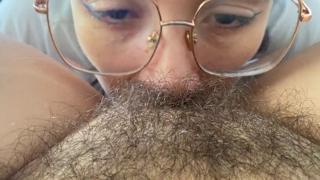 Lesbian indulging a velvety-smooth, succulent, unshaven muffin